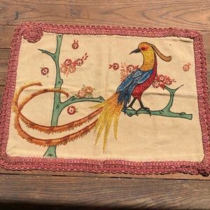 Antique Peacock Embroidered Pillowcase